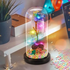 Flower In Glass Dome Eternal Forever Galaxy Rose LED Light Mother’s Day Gifts