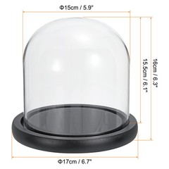 6.1″x5.9″ Clear Cloche Glass Dome Glass Bell Jar Display with Wooden Base