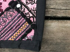 Pink patchwork mirror wall tapestry sindhi india pakistan 26″x54″