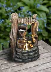 10 in H Indoor/Outdoor Well Fountain W/LED Home Garden Decor Tabletop Decoration