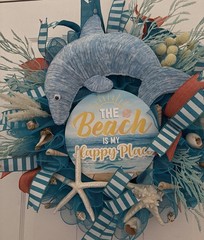 Dolphin, Beach, Summer, Hanging Wreath. Handcrafted. Brand New. Indoor/Outdoor 