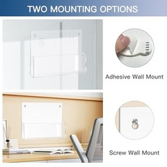 JUESHA 2 Pack Clear Acrylic File Holder Wall Mount Self 13 x 9.5 in White