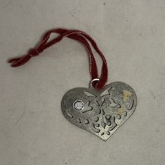 Vintage Pewter Heart Shaped Handmade Wall Decor Two Peacocks