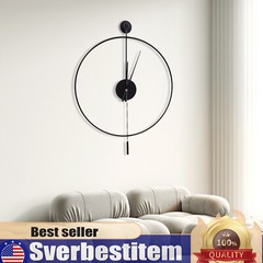 23.6” Minimalist Wall Clock Round Home Clock Silent Large Modern Wall Art Decor
