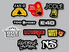 Classic Hip-Hop Sticker Lot (10 Stickers) SET 3 jay z kanye west kendrik lamar