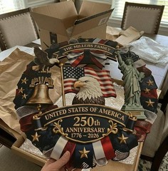 Personalized America 250th Anniversary Wood Wreath 1776-2026 Patriotic Door Sign