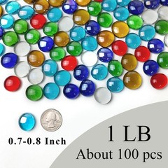 FANTIAN 1LB Flat Glass Pebbles for Vase, 100 Pcs 1 Pound, Multicolor