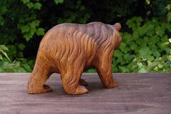 11″ Wooden Hand Carved Bear Statue Handmade Figurine Sculpture Lodge Cabin Wood