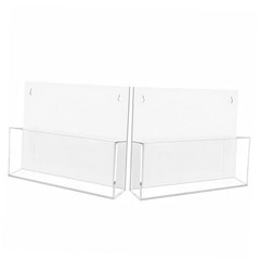 JUESHA 2 Pack Clear Acrylic File Holder Wall Mount Self 13 x 9.5 in White
