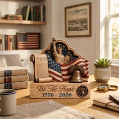 We The People 1776-2026 2D Wooden Plaque, Patriotic American Eagle Decor