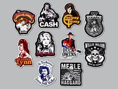 Outlaw Country Vinyl Sticker Lot (10 Pack) SET 1 johnny cash dolly parton cowboy