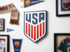 USA Soccer Shield Crest World Cup Decor Wall Art 3D Sign Shelf Desk