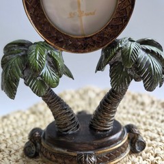 Vintage Picture Frame Bronze Tone Palm Tree Tropical Coastal Decor