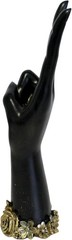 Decorative Peace Sign Hand Sculpture – 10.5″ Black & Gold Rose Accent Statue