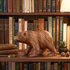 11″ Wooden Hand Carved Bear Statue Handmade Figurine Sculpture Lodge Cabin Wood