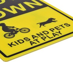 2 Pack Kids & Pets at Play Yard Signs 16×12 Metal Stakes Safety Double Sided