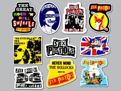 Sex Pistols Vinyl Sticker Lot (10 Stickers) 77 rock n roll uk hardcore ramones