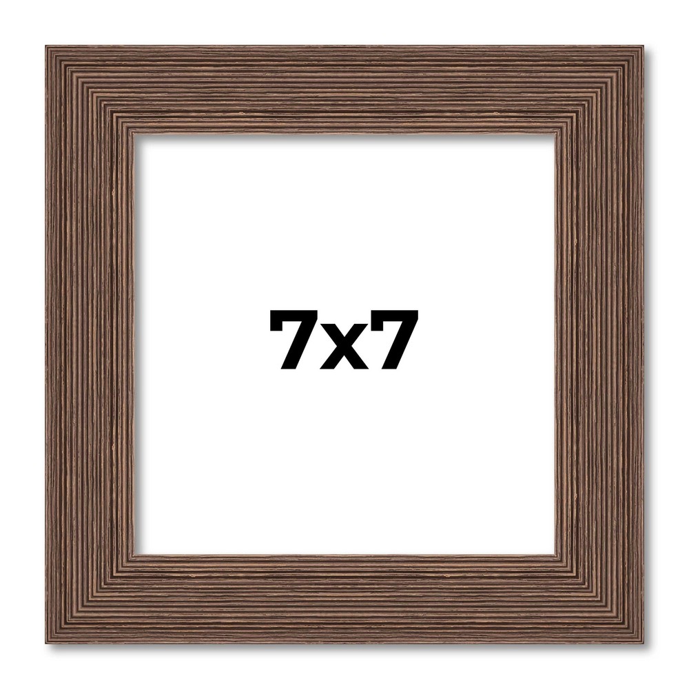 7×7 Frame Brown Farmhouse Solid Wood Picture Frame Width 1.5 Inches | Interior F