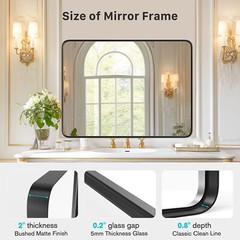 Black Metal Framed Vanity Mirror for Bathroom in 3 Sizes – Anti-Rust Finish