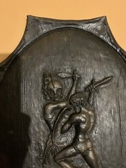 Awesome Vintage Warrior Knight MCM Black Shield Resin Large Wall Art Plaque