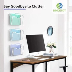 Wall File Organizer,Hanging Wall Mounted File Folder 3Pack Standard White