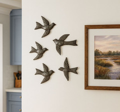 Metal Birds (Set of 5) Handmade, Fair Trade, Recycled Haitian Wall Décor 4″x5″