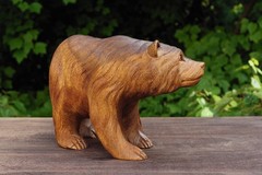 11″ Wooden Hand Carved Bear Statue Handmade Figurine Sculpture Lodge Cabin Wood