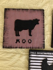 3 Barnyard Animals Paper On Canvas Wall Art. Wooden Figures Letters 12×12