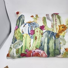 Spring Novelty Cactus Watercolor Lumbar Pillow 14×20 NWT