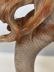 7 in Natural Wood Mermaid Figure Statue Fantasy Figures Hand-Carved