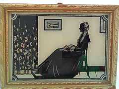 Whistlers Mother Silhouette Picture Wood Frame Floral Silver NRA Code 5.75×7.75″
