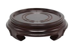 Chinese Round Wooden Stand Base Dark Brown Reddish 2″ to 8″