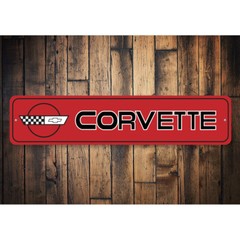 Chevy Corvette Garage Sign Custom Aluminum Personalized Man Cave Wall Decor