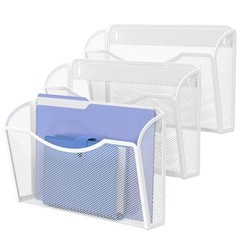 Wall File Organizer,Hanging Wall Mounted File Folder 3Pack Standard White