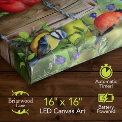 Briarwood Lane Fence Post Birds Medium LED Canvas Art