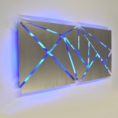 Modern Large Geometric Abstract Metal Wall Art LED Painting Smartphone Control
