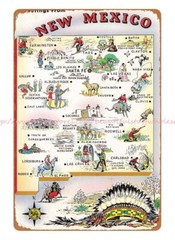 metal cheers sign Greetings from state map NEW MEXICO metal tin sign