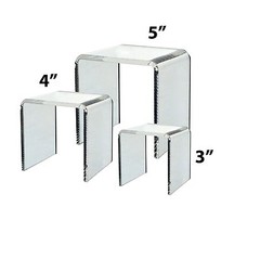 Clear Acrylic Riser 3 4 5″ Stand Set Jewelry Collectible Showcase Display SALE!