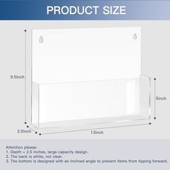 JUESHA 2 Pack Clear Acrylic File Holder Wall Mount Self 13 x 9.5 in White