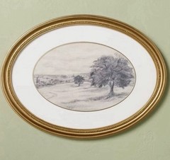 12″x16″ Horizontal Oval Landscape Sketch Framed Wall Art – Hearth & Hand NWT