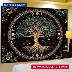 Tree of Life Fantasy Forest Tapestry Vintage Boho Mandala Tapestries for Bedroom