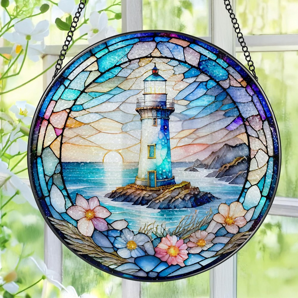 Lighthouse Stained Glass Sun Catcher – Unique Decor Gift for All Occasions