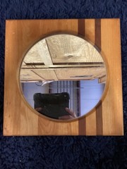 Rustic Wood Frame With Circle Mirror 12”x 12” Very Nice