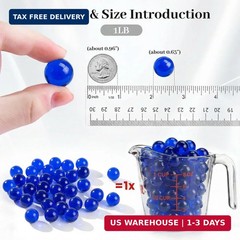 FUTUREPLUSX Glass Marbles, 1LB Blue Marbles Bulk, Vase Filler Decorative Glass G