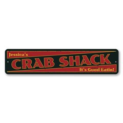 Crab Shack Sign, Personalized Good Eatin’ Seafood Restaurant Metal Wall Decor