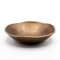Rustic Bronze Decorative Cast Metal Round Bowl Kitchen Centerpiece 10 Inch