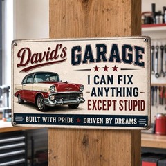 Personalized Father’s Day Metal Sign, Vintage Dad’s Garage Wall Decor