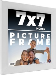 7×7 Frame White Real Wood Picture Frame Width 0.75 inches | Interior Frame Depth