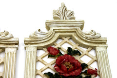 Set of 2 Vintage Garden Path Floral Resin Wall Art Plaque 13.5″ x 6″in