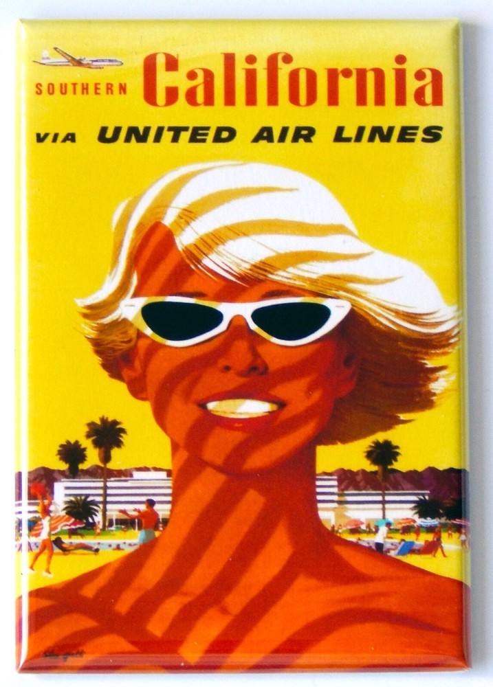 Southern California FRIDGE MAGNET travel poster style A